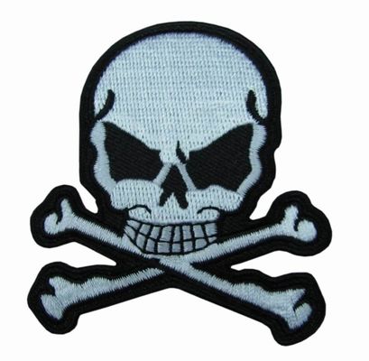 Velcro Backing Skull Pattern Twill Bordir Patches Bisa Dicuci