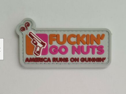 Dunkin Donut Go Nuts 3D PVC Tactical Patch Pink Hook Dan Loop Patch Moral