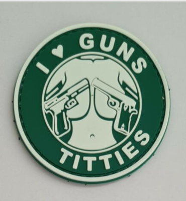 Senjata Dan Titties 3D PVC Starbucks Moral Patch Green Hook Dan Loop Moral Patch