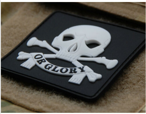 3D Death Glory Skull Patch Moral Militer Warna PANTON Ramah Lingkungan Lembut Pvc