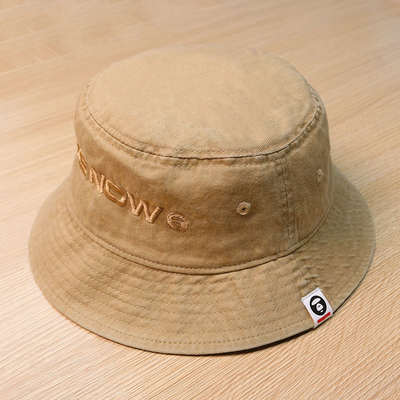 Topi Bucket Pria Katun Washed 56-58cm Dengan Logo Patch Bordir 3D / Logo Printing