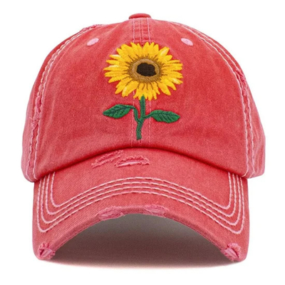 Vintage Terinspirasi Custom Bordir Baseball Cap Cotton Sunflower renda Kain