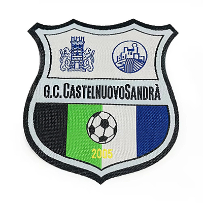 OEM Woven Badges Iron On Sew On Logo Patch Pakaian Dengan Bentuk dan Desain Khusus
