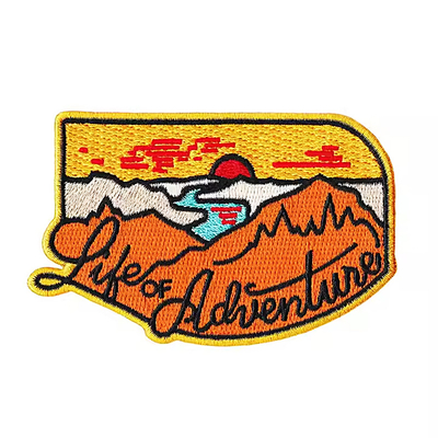 Iron on Merrow Border Kualitas Tinggi Full Embroidery Ukuran Kecil Patch Embroidery Disesuaikan