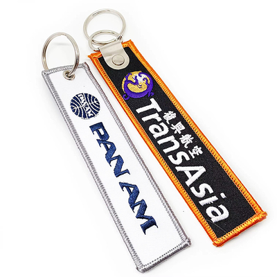Custom Logo Kain Kunci Tag bordir Keychain Label Keychain