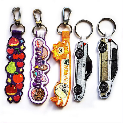 Pabrik Custom Kain bordir Kunci Bagasi Tag Kunci Keychain Key Tags