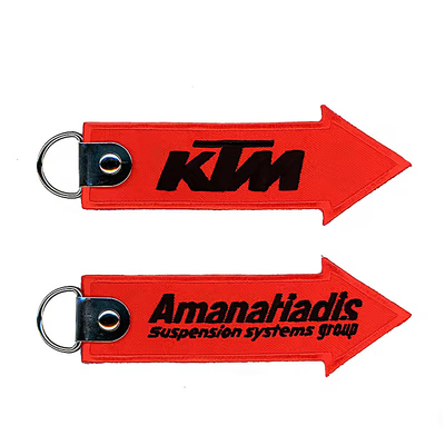 Grosir Olecranon Hook Murah Custom Flight Kain bordir Jet tag Woven Keychain Dengan Logo Anda Sendiri