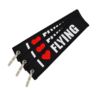 Black Twill Bordir Keychain Awak Bordir Bagasi Tag Kain Keychain