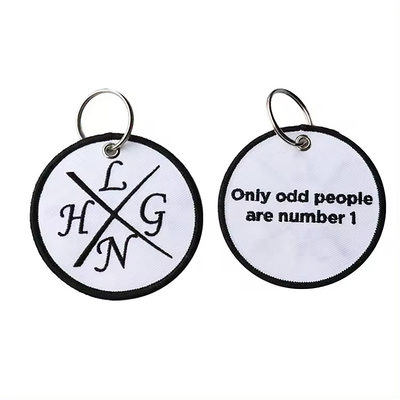 Black Twill Bordir Keychain Awak Bordir Bagasi Tag Kain Keychain