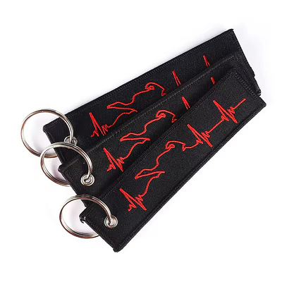 Black Twill Bordir Keychain Awak Bordir Bagasi Tag Kain Keychain