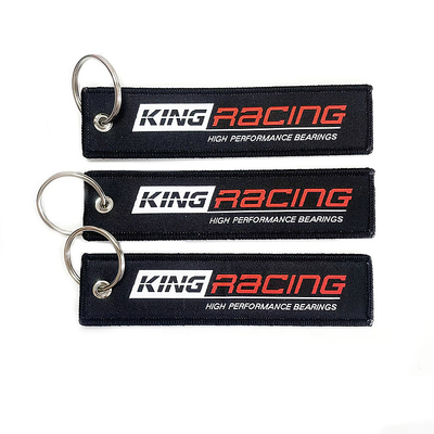 Custom Wholesale Woven Fabric Keychain Key Tag Custom Jet Tags bordir untuk pesta