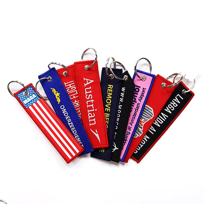 Keychain Logonya Kreatif yang awet Custom Keychain berlapis dua sisi Woven Mark