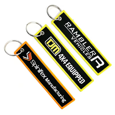 Custom Logo Jet Tag Kain Cetak Ukiran Kunci Cincin Ukiran Kunci Rantai