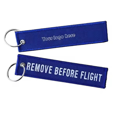 Custom Logo Jet Tag Kain Cetak bordir Keychain Ringan bordir