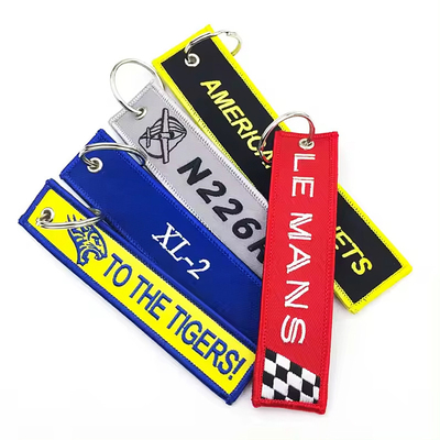 Custom logo sublimasi bordir Desain key fobs key chain tag