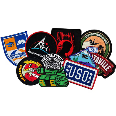 Patch logo bordir yang disesuaikan dengan desain perbatasan yang berserakan