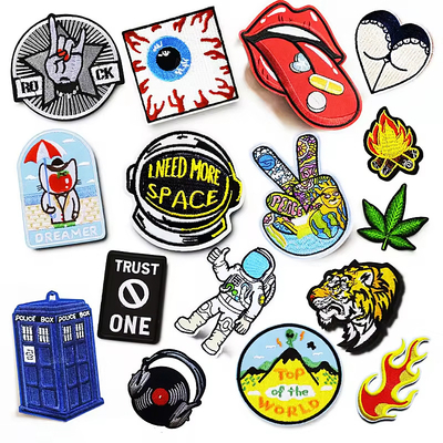 Patch Custom Embroidery Iron On untuk promosi pakaian pribadi