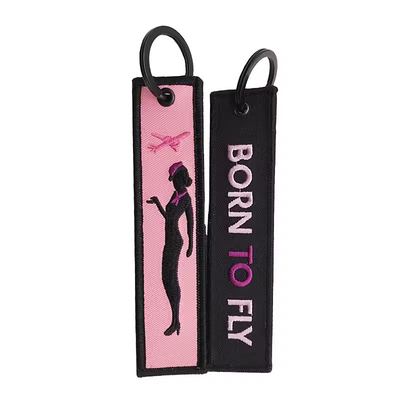 Logo yang dapat disesuaikan Key tag berserat Nylon lepas sebelum penerbangan Keychain