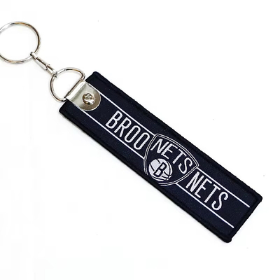 Customized Polyester Woven Keychain Custom Logo dengan Attachment Big Ring