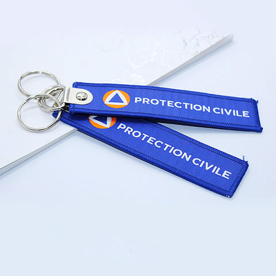 Custom Logo Woven Keychain Fabric Embroidery Keychain Mobil untuk Hadiah yang Disesuaikan