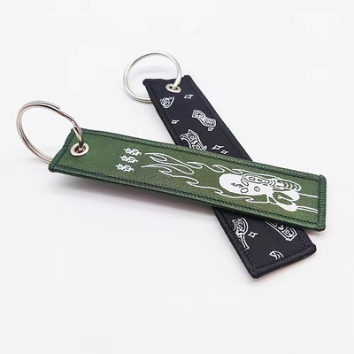 Custom Woven Keychain Key Tag Penerbangan Keychain Jet Tag dengan Big Ring Attachment