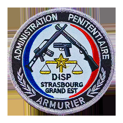 Patch logo kain tenunan bordir dengan gantungan hook untuk topi dan pakaian yang disesuaikan