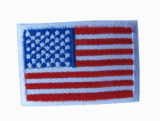 Bordir Perbatasan Putih Besi Pada Patch Bendera AS Kecil 1 5/8 &quot;5 Warna