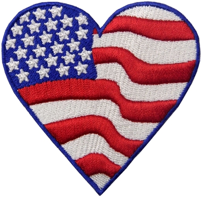 Bordir Berbentuk Hati USA Flag America Iron on Sew On Patch