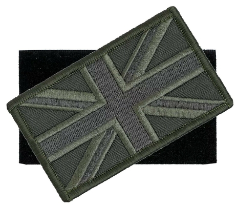 Green UK Flag Patch hook &amp;amp; loop Menjahit Patch Bordir Union Jack Army