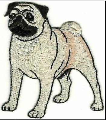 2.5 &quot;x 3&quot; Realistis Pug Dog Breed Canine Bordir Patch