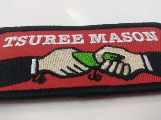 Bagan Warna PMS logo kustom diri kain perekat tsuree mason iron pada dukungan patch bordir