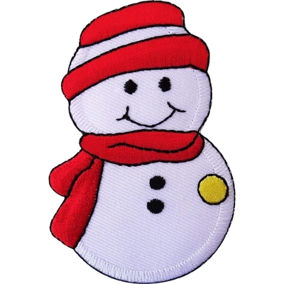 Natal Snowman Kustom Bordir Patch Besi / Menjahit Dekorasi XMAS Applique Badge