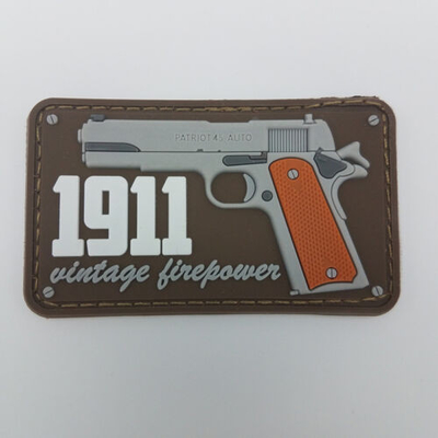 3D Perang Dunia II Colt 1911 Pistol PVC Hook Dan Loop Patch Taktis Militer USA Badge