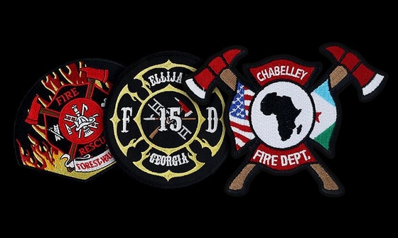 Tambalan Bordir Pemadam Kebakaran Logo Kustom Terbuat dari Besi Di Bagian Belakang