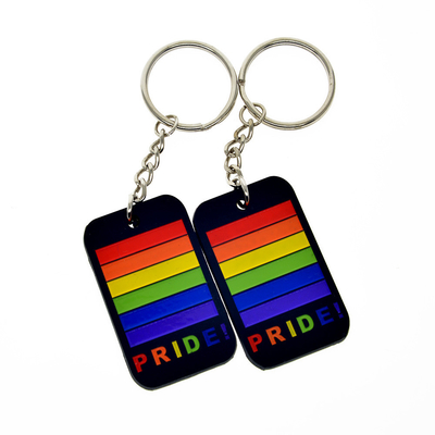 Gantungan Kunci Silikon Lembut PVC Gay Pride Logo Pelangi Kustom
