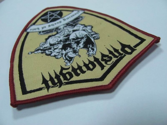 Kustom Plating Woven Label Patch Yellow Merrow Border Cool Woven Patch