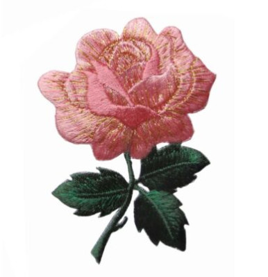 #4535 3 1/4 &quot;Pink Rose Flower Bordir Besi Pada Patch Applique