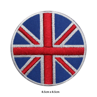 Bendera Nasional Inggris Bulat Bordir Patch Besi di Jahit Pada Lencana Untuk Pakaian