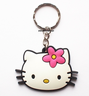 Grosir Fashion Design Cute Hello Kitty Head PVC Rubber Keychain