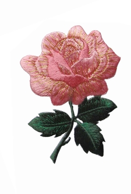 4 &quot;Pink Rose Bordir Besi Pada Patch Merrowed Border Custom Color