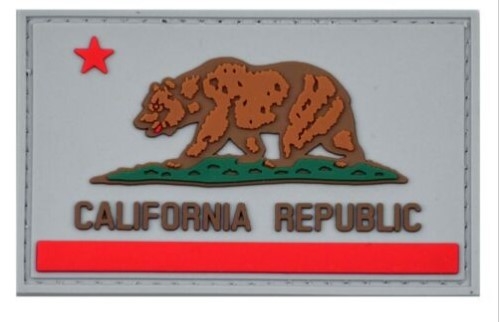 Bendera Republik California Berwarna Moral PVC Patch 3D Ramah Lingkungan PVC Lembut