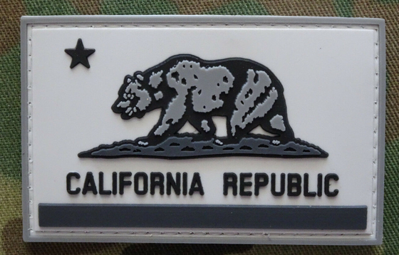 Hook PVC Military Patch California Republic Black White 2x3 &quot;Tambalan Taktis Karet
