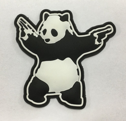 Guns Shooting Panda 3D Kustom PVC Moral Patch Ringan Dapat Dicuci