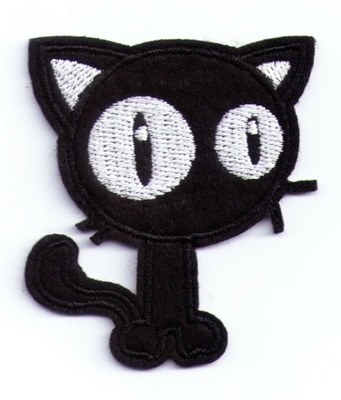BLACK CAT Iron On Patch Twill Fabric Bordir Patch Merrow Border 5.4x6cm